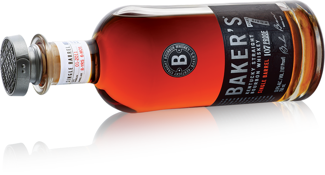 Bottle Baker's Bourbon on its side